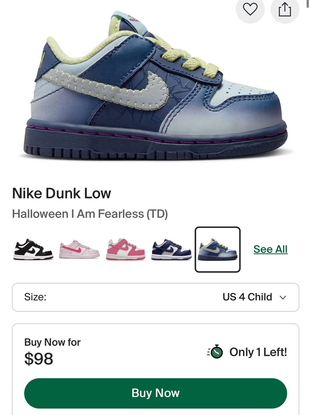 Nike Kids Dunk Low — Navy, Light Blue & Lime Accent